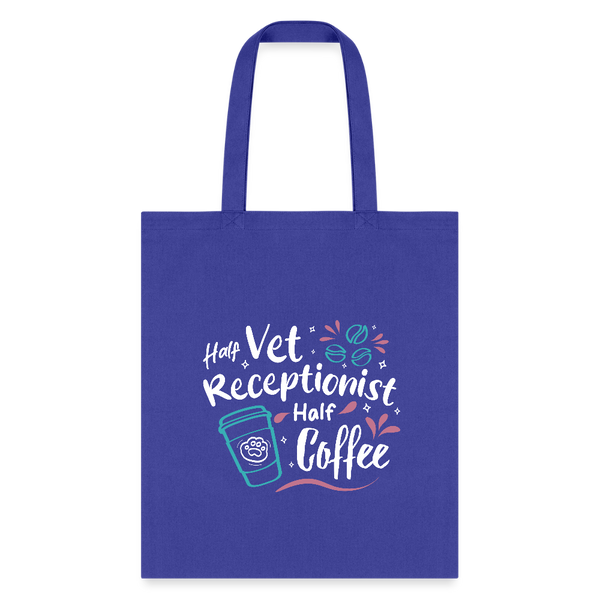 Half vet receptionist, half coffee Cotton Tote Bag-Tote Bag | Q-Tees Q800-I love Veterinary