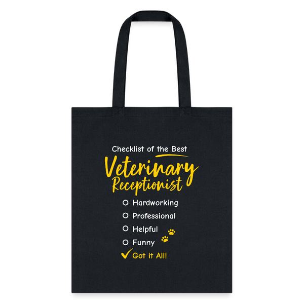 Veterinary Receptionist checklist Cotton Tote Bag-Tote Bag | Q-Tees Q800-I love Veterinary