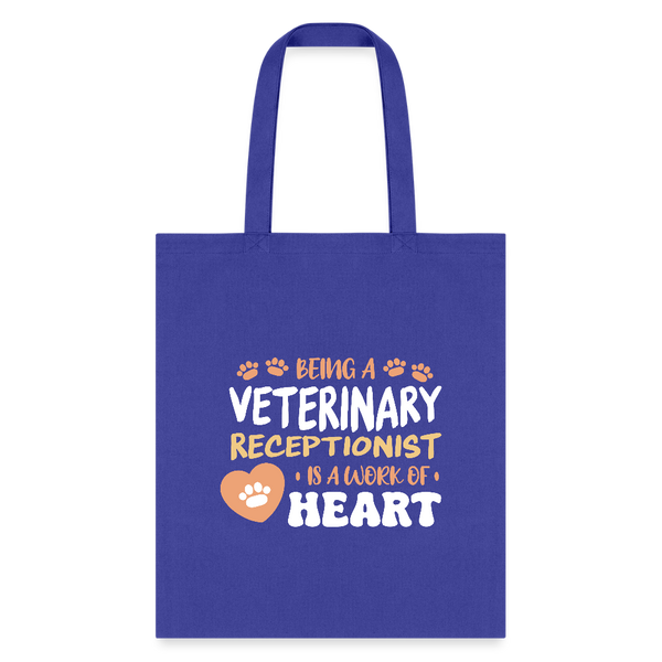 Veterinary receptionist work of heart Cotton Tote Bag-Tote Bag | Q-Tees Q800-I love Veterinary
