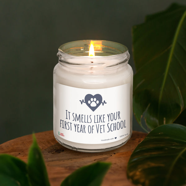 Smells like your first year of Vet School Scented Soy Candle, 8oz-I love Veterinary