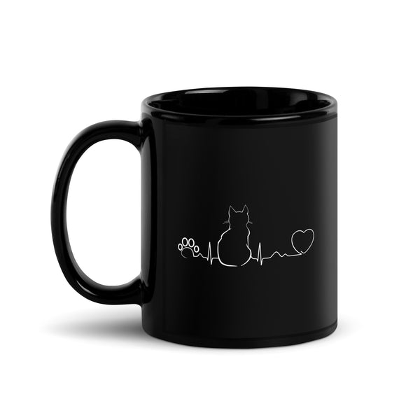 Cat Pulse Black Glossy Mug-Black Glossy Mug-I love Veterinary