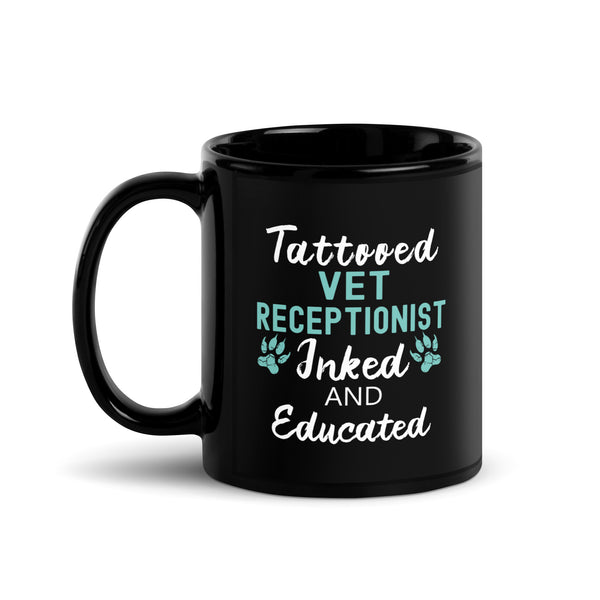 Tattooed Vet Receptionist Black Glossy Mug-I love Veterinary