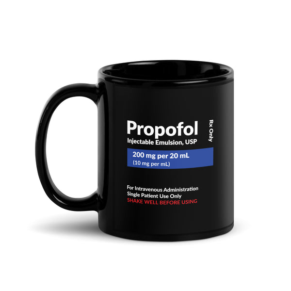 Propofol Design Black Glossy Mug-I love Veterinary