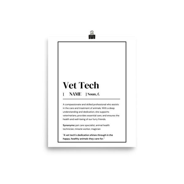 Vet Tech Definition Personalized Poster-Enhanced Matte Paper Poster-I love Veterinary