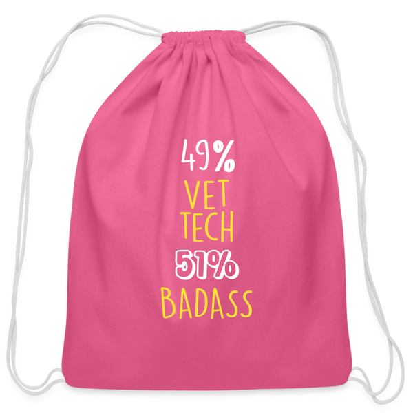 49% Vet tech 51% Badass Drawstring Bag-Cotton Drawstring Bag | Q-Tees Q4500-I love Veterinary