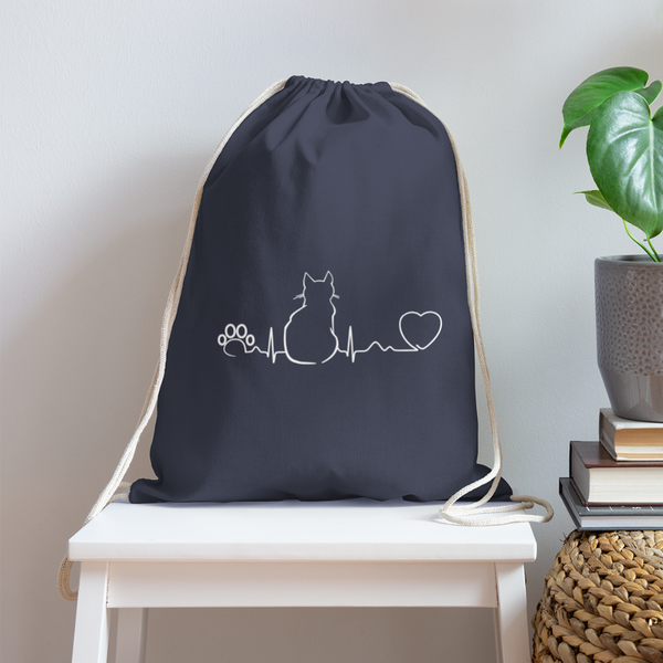 Cat Pulse Drawstring Bag-Cotton Drawstring Bag | Q-Tees Q4500-I love Veterinary