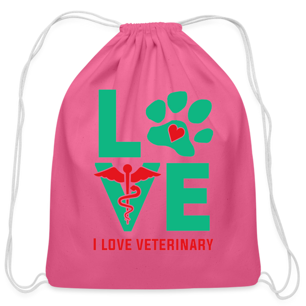 I love veterinary - Drawstring Bag-Cotton Drawstring Bag | Q-Tees Q4500-I love Veterinary