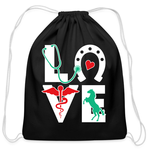 Equine Love Drawstring Bag-Cotton Drawstring Bag | Q-Tees Q4500-I love Veterinary