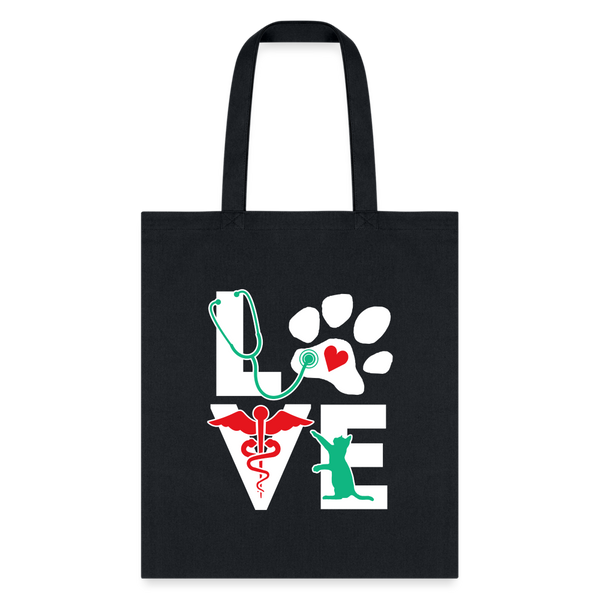 Veterinary Love Cat - Cotton Tote Bag-Tote Bag | Q-Tees Q800-I love Veterinary