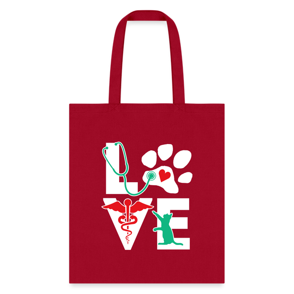 Veterinary Love Cat - Cotton Tote Bag-Tote Bag | Q-Tees Q800-I love Veterinary