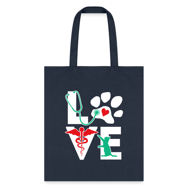Veterinary Love Cat - Cotton Tote Bag-Tote Bag | Q-Tees Q800-I love Veterinary