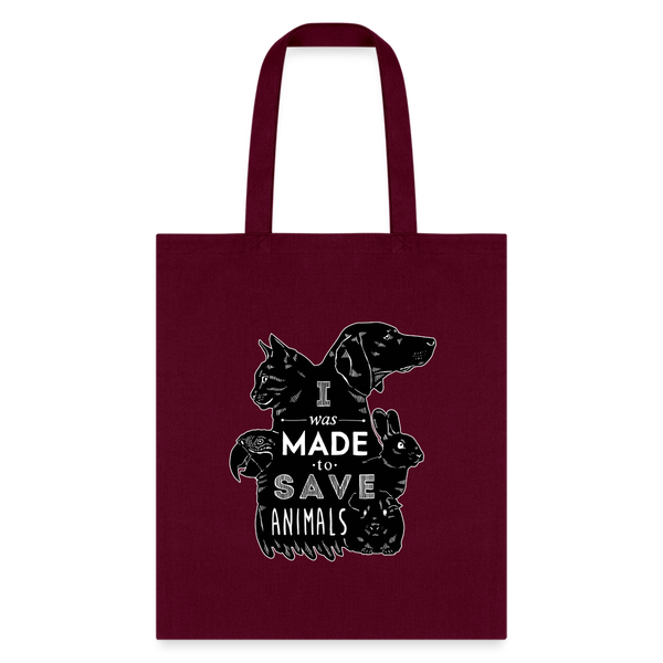 Veterinary - I was made to save animals Black Cotton Tote Bag-Tote Bag | Q-Tees Q800-I love Veterinary