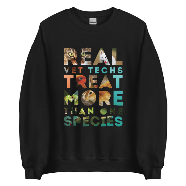 Real vet techs treat more than one species Unisex Crewneck Sweatshirt-Unisex Crewneck Sweatshirt | Gildan 18000-I love Veterinary