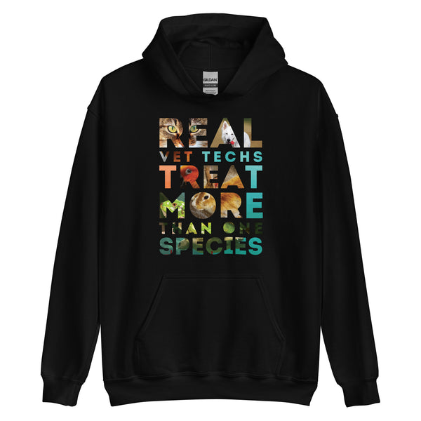 Real Vet Techs treat more than one species Unisex Hoodie-Unisex Hoodie | Gildan 18500-I love Veterinary