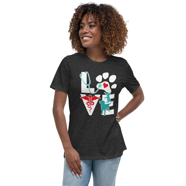 Love Cat and Dog Women's Relaxed T-Shirt-Women's Relaxed T-shirt | Bella + Canvas 6400-I love Veterinary