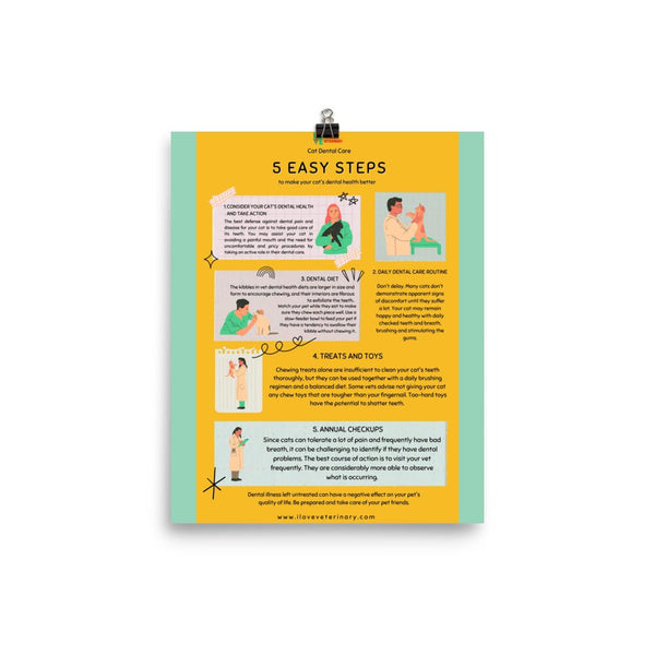5 Easy steps to improve dental care in cats Poster-Posters-I love Veterinary