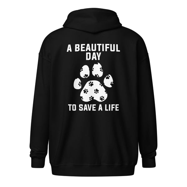 A beautiful day to save a life Unisex heavy blend zip hoodie-Unisex Zip Hoodie | Gildan 18600-I love Veterinary