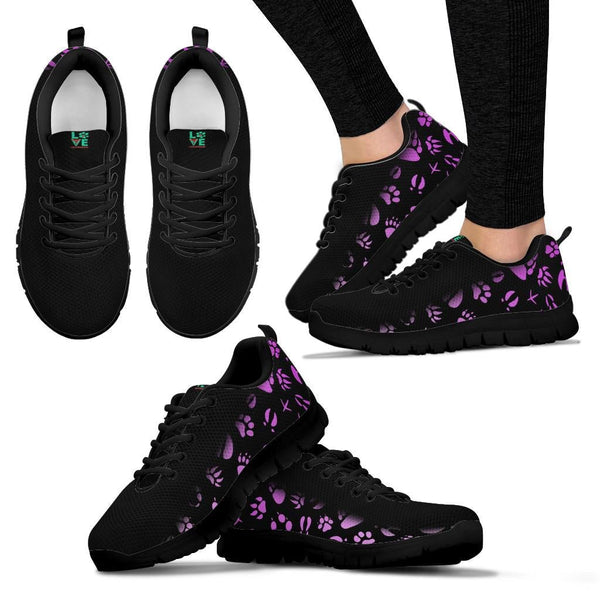 Animal Footprints Pink Gradient - Women's Sneakers-Sneakers-I love Veterinary
