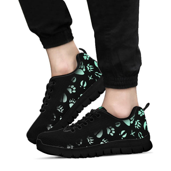 Animal Footprints Teal Gradient - Women's Sneakers-Sneakers-I love Veterinary