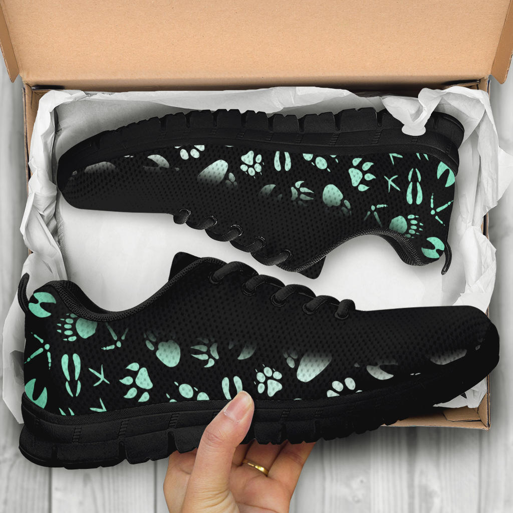 Animal Footprints Teal Gradient - Women's Sneakers-Sneakers-I love Veterinary
