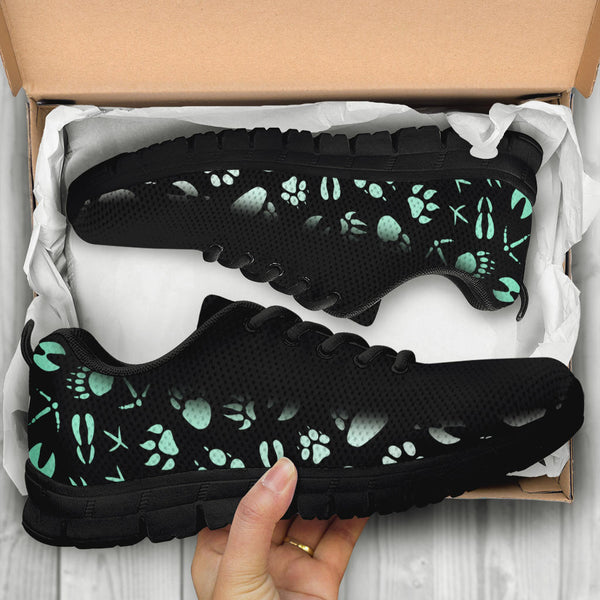 Animal Footprints Teal Gradient - Women's Sneakers-Sneakers-I love Veterinary