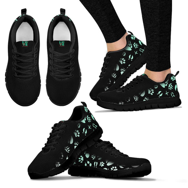 Animal Footprints Teal Gradient - Women's Sneakers-Sneakers-I love Veterinary