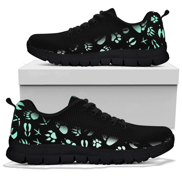 Animal Footprints Teal Gradient - Women's Sneakers-Sneakers-I love Veterinary