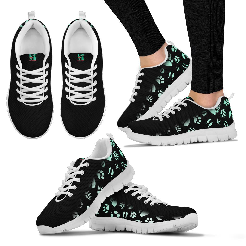 Animal Footprints Teal Gradient - Women's Sneakers-Sneakers-I love Veterinary