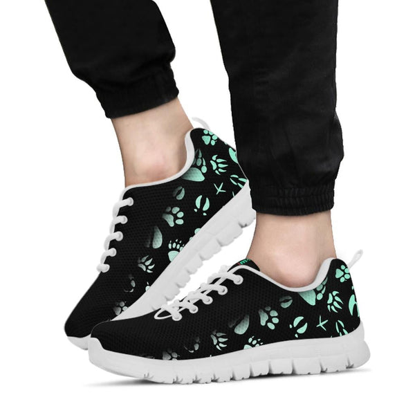 Animal Footprints Teal Gradient - Women's Sneakers-Sneakers-I love Veterinary