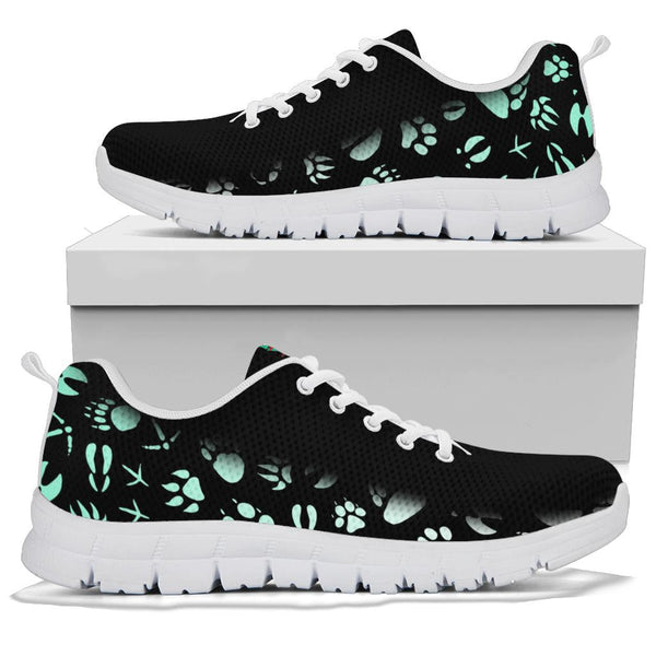 Animal Footprints Teal Gradient - Women's Sneakers-Sneakers-I love Veterinary