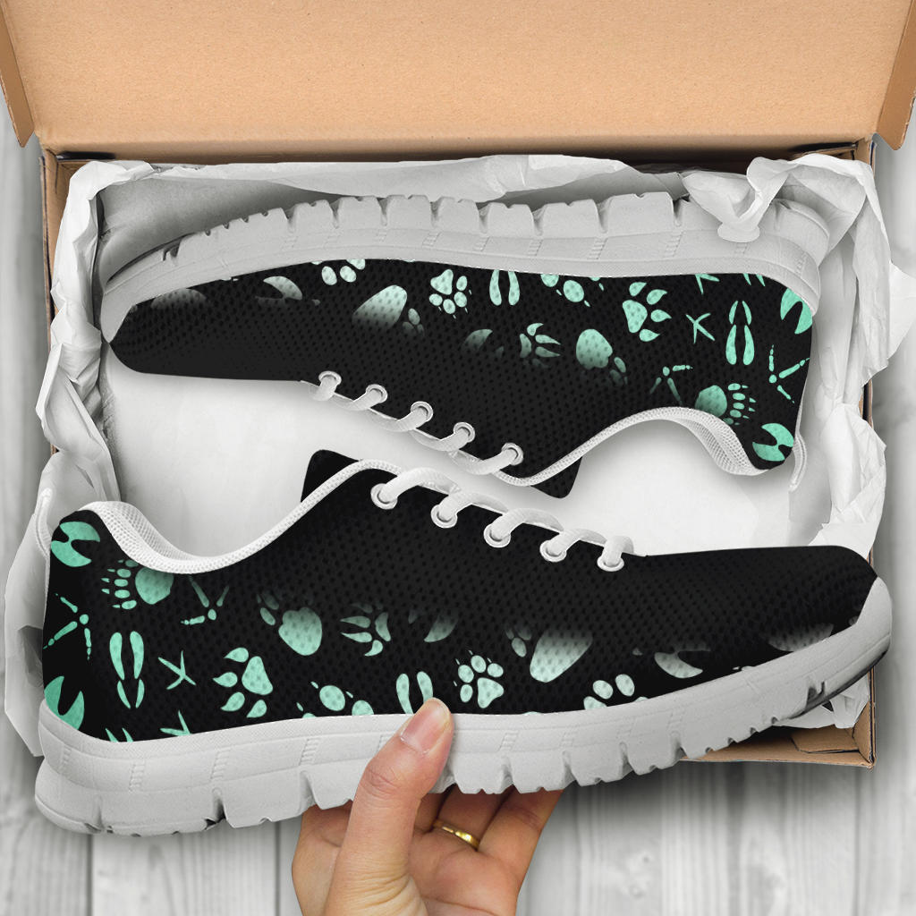 Animal Footprints Teal Gradient - Women's Sneakers-Sneakers-I love Veterinary