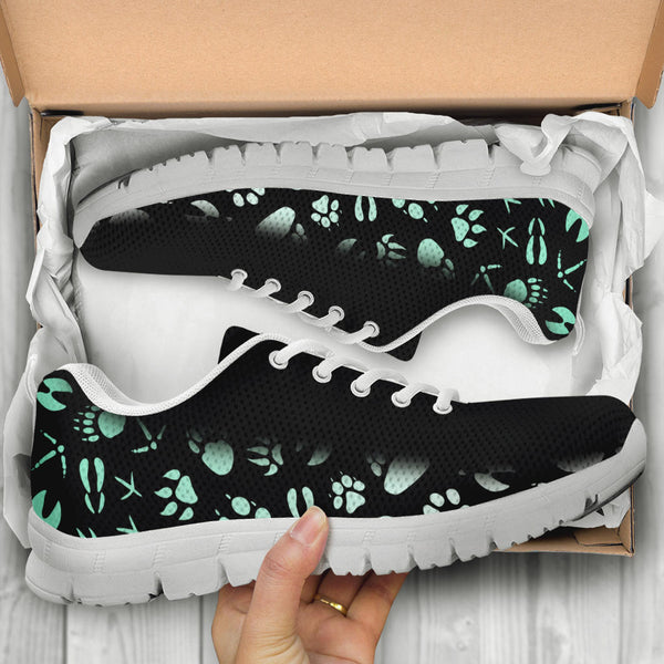 Animal Footprints Teal Gradient - Women's Sneakers-Sneakers-I love Veterinary