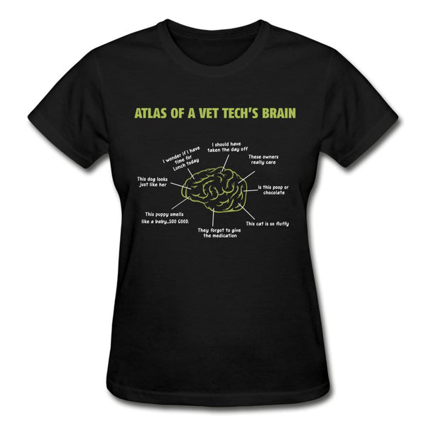 Atlas of a Vet Tech's Brain Gildan Ultra Cotton Ladies T-Shirt-Ultra Cotton Ladies T-Shirt | Gildan G200L-I love Veterinary