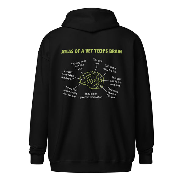 Atlas of a Vet Tech's Brain Unisex Zip Hoodie-Unisex Zip Hoodie | Gildan 18600-I love Veterinary