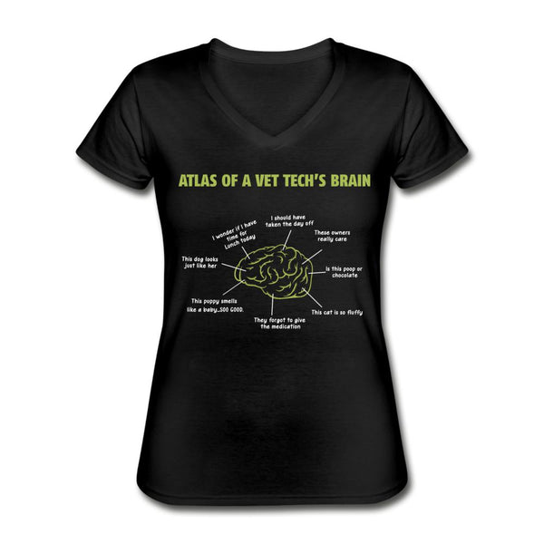 Atlas of a Vet Tech's Brain Women's V-Neck T-Shirt-Women's V-Neck T-Shirt | Fruit of the Loom L39VR-I love Veterinary