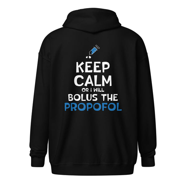 Bolus the propofol Unisex Zip Hoodie-Unisex Heavy Blend Zip Hoodie | Gildan 18600-I love Veterinary