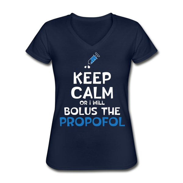 Bolus the propofol Women's V-Neck T-Shirt-Women's V-Neck T-Shirt | Fruit of the Loom L39VR-I love Veterinary