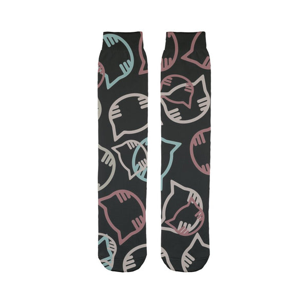 Cartoon cat heads black pattern Sublimation Tube Sock-Sublimation Sock-I love Veterinary