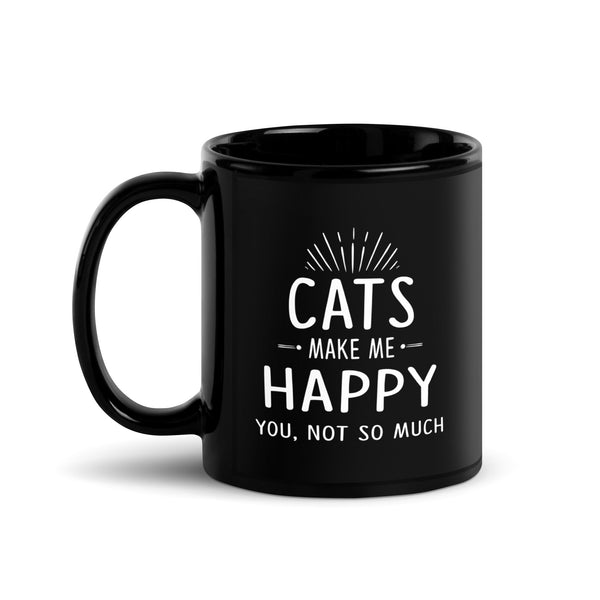 Cat Lover - Cats make me happy Black Glossy Mug-Black Glossy Mug-I love Veterinary