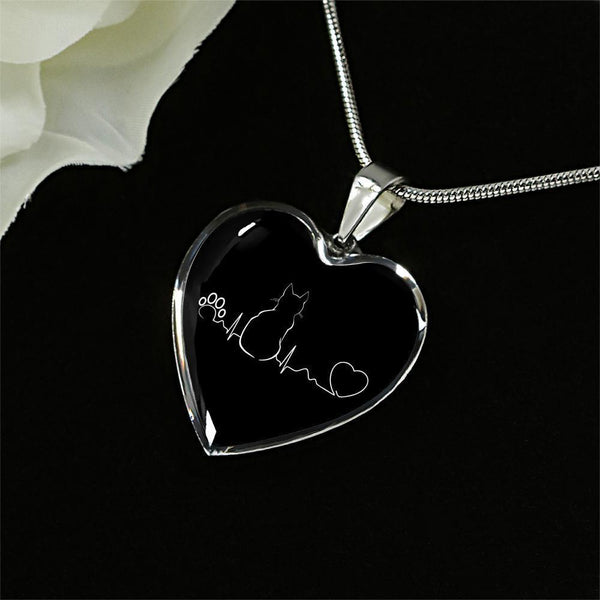 Cat Veterinarian Jewelry Gift Luxury Heart Necklace - Cat Pulse-Necklace-I love Veterinary