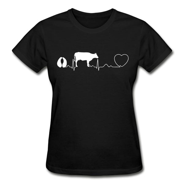 Cow pulse Gildan Ultra Cotton Ladies T-Shirt-Ultra Cotton Ladies T-Shirt | Gildan G200L-I love Veterinary