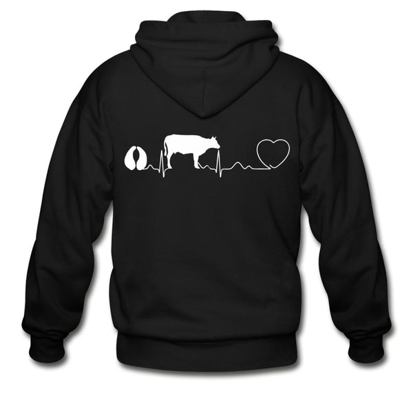 Cow pulse Unisex Zip Hoodie-Heavy Blend Adult Zip Hoodie | Gildan G18600-I love Veterinary