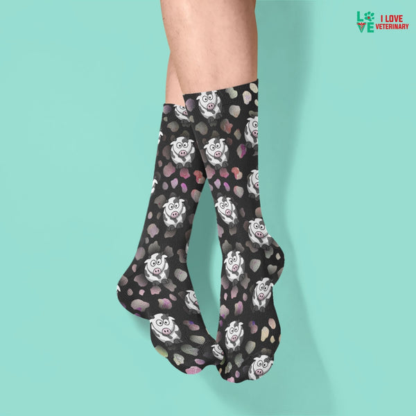 Crazy Cows Sublimation Tube Sock-Sublimation Sock-I love Veterinary