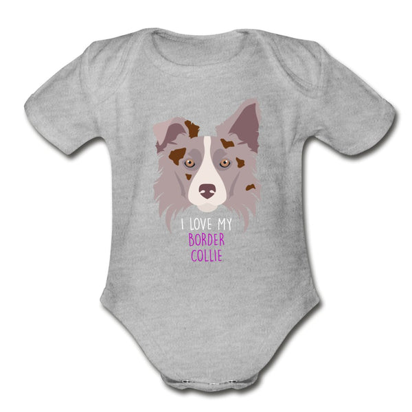 Custom Border Collie Organic Short Sleeve Baby Bodysuit-Organic Short Sleeve Baby Bodysuit | Spreadshirt 401-I love Veterinary