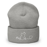 Dog and Cat Heartbeat Embroidered Cuffed Beanie-Yupoong Cuffed Beanie 1501KC-I love Veterinary