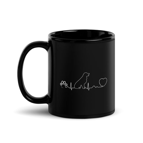 Dog heartbeat Black Glossy Mug-Black Glossy Mug-I love Veterinary
