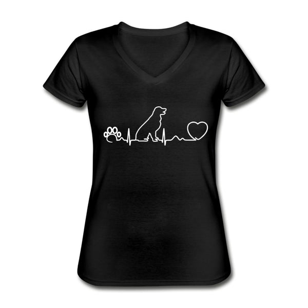 Dog Heartbeat Women's V-Neck T-Shirt-Women's V-Neck T-Shirt | Fruit of the Loom L39VR-I love Veterinary