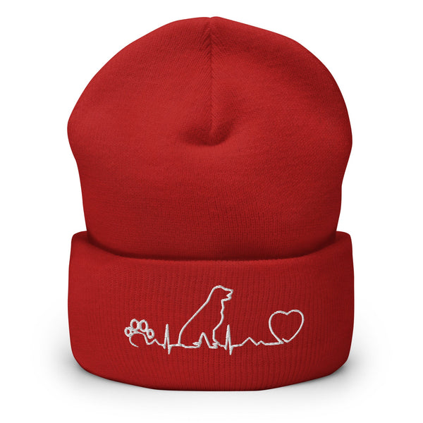 Dog Pulse Embroidered Cuffed Beanie-Yupoong Cuffed Beanie 1501KC-I love Veterinary