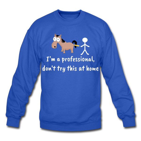 Don't try this at home Crewneck Sweatshirt-Unisex Crewneck Sweatshirt | Gildan 18000-I love Veterinary