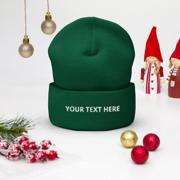 Embroidered Cuffed Beanie with your text-Yupoong Cuffed Beanie 1501KC-I love Veterinary